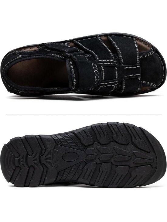 Men\'s Black 1 Sandals Leather Open Toe Beach Sandal Outdoor Sport Hiking